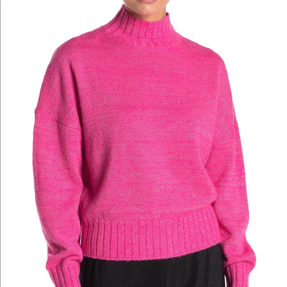 NWT NSR Hot Pink Metallic Crewneck Sweater